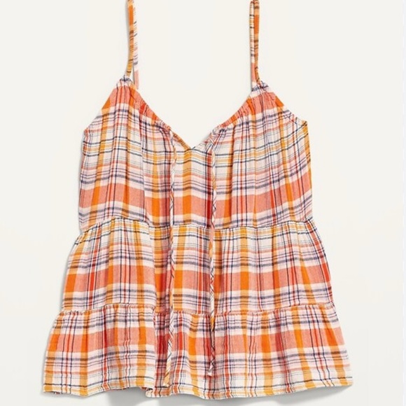 Old Navy Tops - Old Navy Plaid Tie-Front Tiered Sleeveless Top